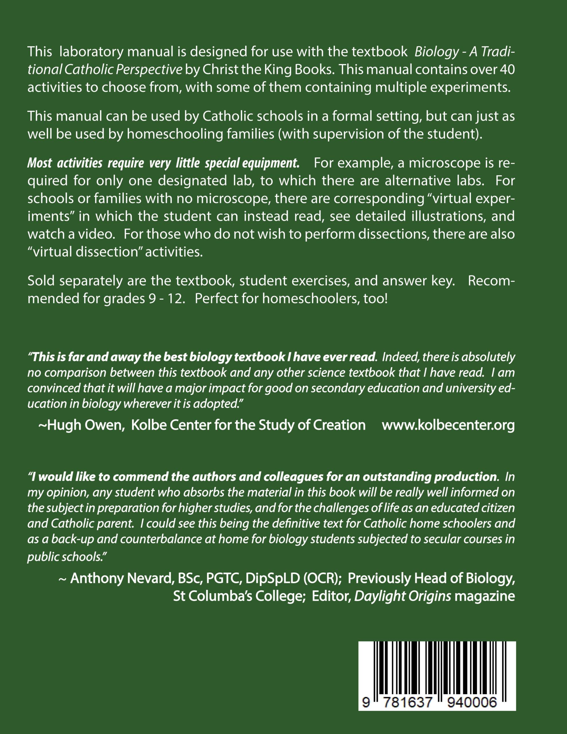 Biology for High School - A Traditional Catholic Perspective – LABORATORY MANUAL - Image 2