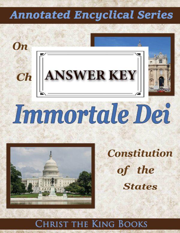 Image for Annotated Encyclical On the Christian Constitution of States (Immortale Dei) by Pope Leo XIII - WORKBOOK ANSWER KEY